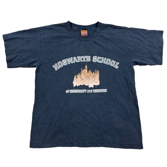 Vtg Harry Potter Sorcerers Stone Movie Hogwarts School Witchcraft Black Shirt L